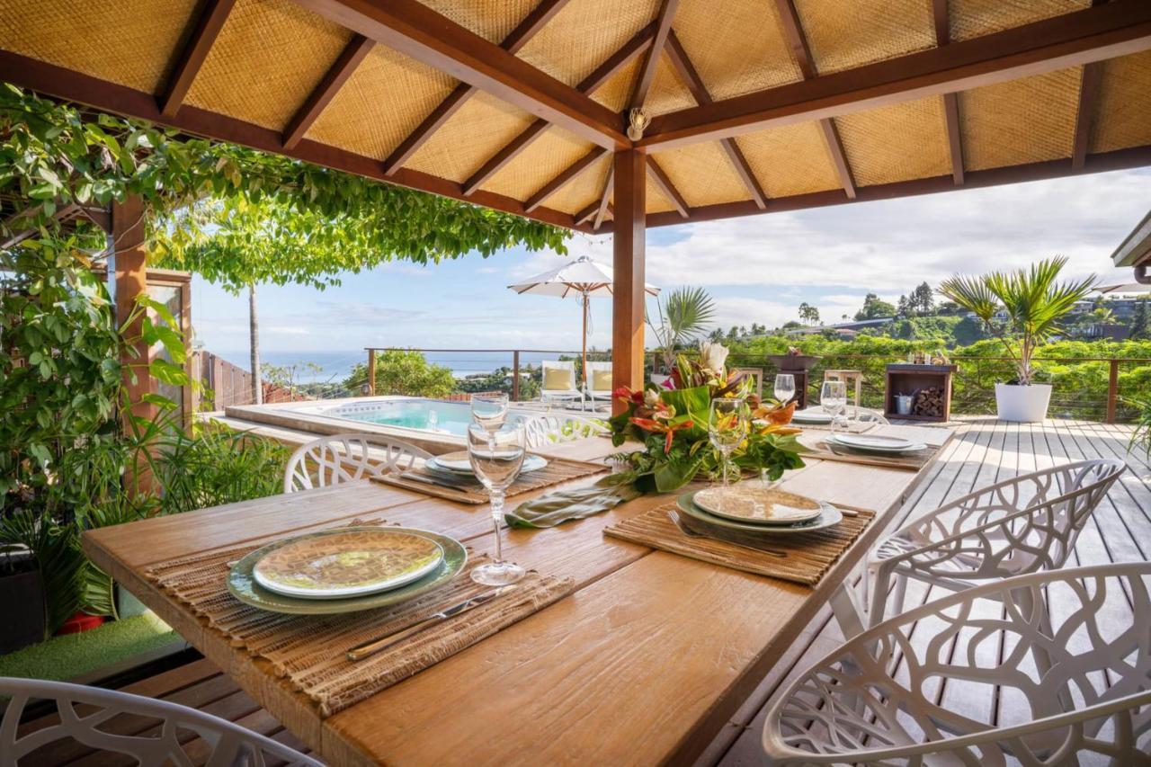 Villa Manuiti, Balinese Luxury Home - Private Swim Spa, Ocean View - Ofyr Bbq - Koi Pond Punaauia  Exterior photo